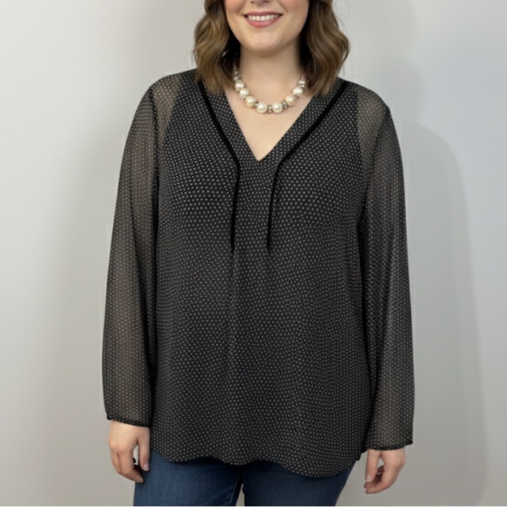 😍SHOW SPECIAL - JOE FRESH Black and White with Piping Detail Blouse Plus size XL